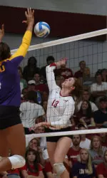 Shelbi Goode notches a team-high six kills on Sunday.