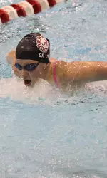 Senior Kate Shannon Gray broke the Alan Jones Aquatic Center record in the 400 IM during the preliminary session on Friday.