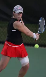 Courtney McLane (pictured) and Alexa Guarachi advanced to the quarterfinals of the USTA/ITA National Indoor Championships.