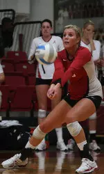 Mary Catherine Aune scooped up a team-high, and season-best, 14 digs in the match against Tennessee.