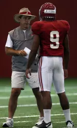 Coach Nick Saban looks to guide Alabama to an NCAA record 32nd bowl victory on New Year's Day.