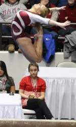 Sophomore Ashley Priess is ranked No. 1 on the balance beam this week.