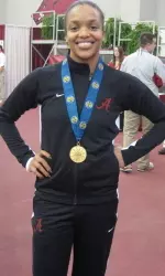 Kim Laing is coming off winning the SEC title in the 60m hurdles.