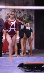 Senior Kassi Price is ranked 15th on the uneven bars this week.