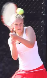 Freshman Antonia Foehse clinched the Tide's win at No. 4 singles against Auburn on Saturday.