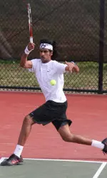 Senior Saketh Myneni clinched the Tide's match at No. 1 singles on Friday.
