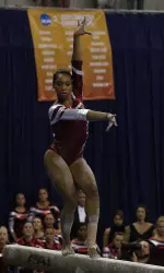 Senior Morgan Dennis led the Tide with a 39.55 in the all-around which included a career-high 9.9 on the balance beam.