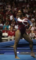 Senior Morgan Dennis finished her career with a top-five finish on the floor exercise.