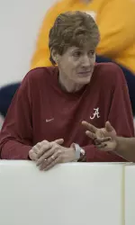 Head Coach Sandy Fowler leads the women's track team to Ole Miss.