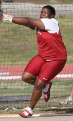 Sophomore Amethyst Holmes finished second in the hammer throw on Saturday.