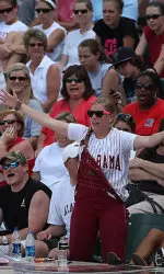 Fans in Tuscaloosa cheer on the No. 1 national seed, Alabama softball team.