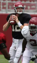 Greg McElory threw for 360 yards and six touchdowns in the Tide's first scrimmage of the fall on Saturday.