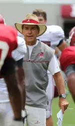 Nick Saban's Crimson Tide worked two hours inside the Hank Crisp Indoor Facility on Saturday.