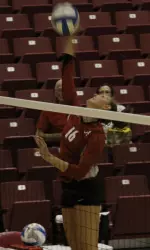 Alyssa Meuth recorded a match-best 16 digs Sunday against Southern Illinois.
