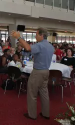 Coach Nick Saban speaks at the 2010 Nick's Kids Luncheon.