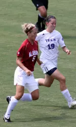 Freshman Kendall Khanna beats her defender down the right side of the field Monday.