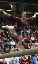 Freshman Sarah DeMeo is ranked fifth on the balance beam going into Friday's meet.