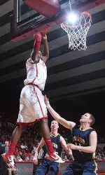 One of Tony Mitchell's first-half dunks against Toledo.