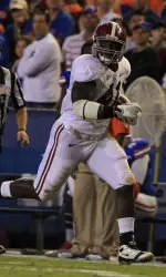Junior linebacker Courtney Upshaw intercepted a pass against the Gators, the first of his career, and returned it 45 yards for the touchdown, giving Alabama the 17-10 lead with 12:57 to go in the half.