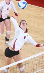 Leigh Moyer leads the team with a .289 hitting percentage and 60 total blocks.