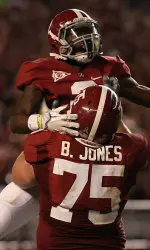 Barrett Jones was named the Outland Trophy winner Thursday night.