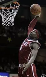 Alabama forward Tony Mitchell goes up for a dunk against Vanderbilt in the first half of an NCAA college basketball game Thursday, Feb. 10, 2011, in Nashville, Tenn. (AP Photo/Mark Humphrey)