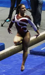 Freshman Sarah DeMeo is ranked 25th on the balance beam.