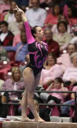 Senior Kayla Hoffman will compete in her fourth Power of Pink meet this Friday.