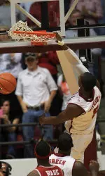 One of Tony Mitchell's three dunks against the Razorbacks.