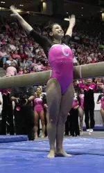 Senior Kayla Hoffman scored a career-best 9.95 on the balance beam in Athens last weekend, and is ranked fifth on the beam this week.