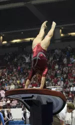 Senior Kayla Hoffman is ranked third on the vault.