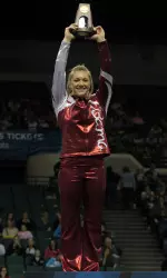 Junior Geralen Stack-Eaton won Alabama's fifth NCAA floor exercise title.