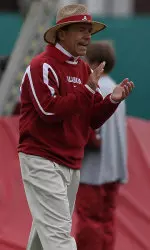 Head coach Nick Saban was please with his offense's effectiveness in its first scrimmage of the season.