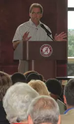 Nick Saban speaks at the 2011 Nick's Kids Luncheon