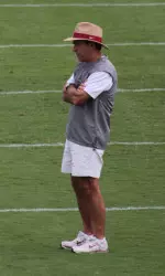 Head coach Nick Saban on the first day of fall training camp
