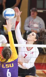 Kayla Fitterer led the Tide with 11 kills on Sunday against LSU.