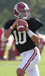 Alabama quarterback AJ McCarron during drills on Wednesday.