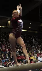 For the third time in a row, Ashley Priess clinched an Alabama win on the balance beam in Auburn.