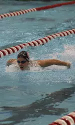 All-American and 2012 Olympian Kristel Vourna won the 200 butterfly, posting a time of 2:02.74.
