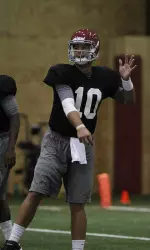 Alabama went indoors for its first practice of the week.