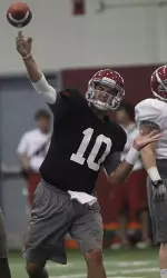 The Tide practiced indoors on Tuesday