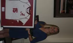 Senior Carly Mygrants was presented with her framed jersey at the awards banquet.