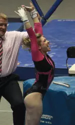Senior Geralen Stack-Eaton scored a 39.5 in her first all-around this season, bookended by 9.95s on the vault and floor exercise.