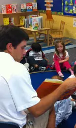 Cory Whitsett and Lee Knox during Friday's Read Across America event at University Place Elementary School.