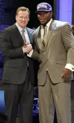 Courtney Upshaw was selected No. 35 overall on Friday by the Baltimore Ravens.