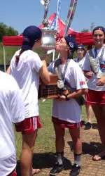 Theresa Diederich celebrates after her club team won the national championship.