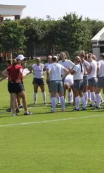 The Alabama soccer team began training camp on Wednesday with two practice sessions.
