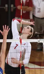 With 10 kills against Holy Cross, Kayla Fitterer is one kill shy of 1,000 for her career.