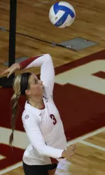 Andrea McQuaid hit .466 with 14 kills, and recorded a double-double with 17 digs against Northeastern.