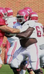 Chance Warmack and the Tide practiced for two hours in full pads on Monday as Michigan prep continues.